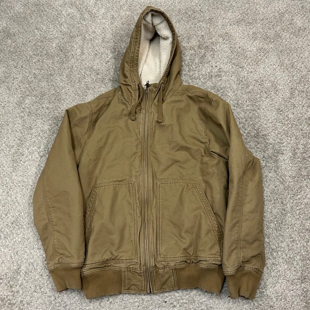 American Eagle‎ Canvas Hooded Jacket Medium Brown Sherpa Lined Workwear 07/23